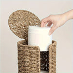 porte rouleaux papier toilette pied tressé rustique bohème sans perçage organisateur salle bain