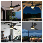ventilateur moderne led télécommande lumière noir doré fixations chambre salon