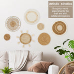décorations murales bohèmes paniers tressés franges motifs naturels anneaux suspension