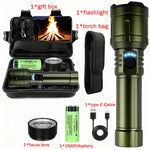 lampe torche vert olive texturée moderne robuste lentille fresnel bouton contrôle poignée zoomable modes