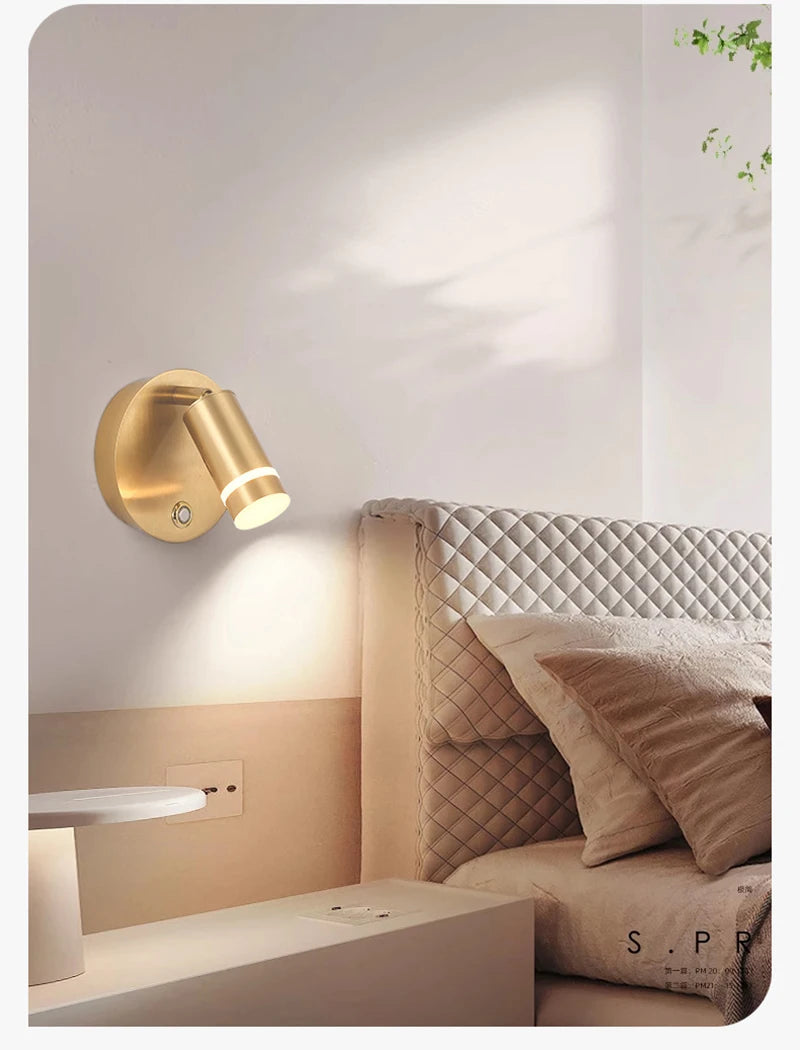 Lampes murales LED modernes prise USB éclairage ambiant noir blanc doré