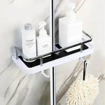 étagère douche moderne réutilisable plastique abs blanc noir texture grille clips barre douche éléments