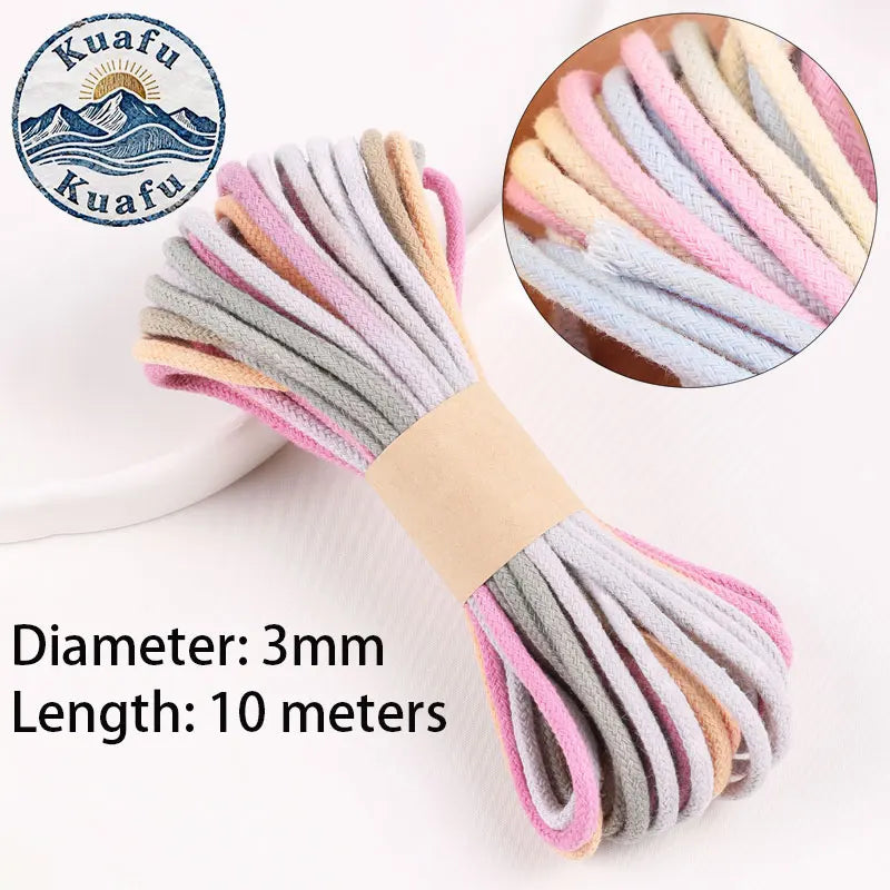 corde coton 10mètres 3mm rayures horizontales rose blanc gris vert bleu orange jaune texturée