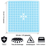 tapis bain moderne bleu clair perforé 53x53cm respectueux environnement salle bain