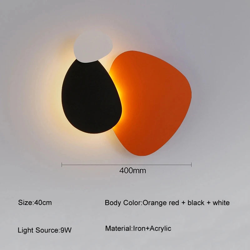 lampe murale moderne abstraite orange noir blanc violet fixée mur minimaliste