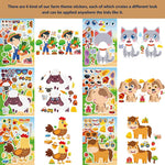 sticker animaux ferme multicolore cartoon adhésif diy activités enfants garçons filles fournitures bricolage artisanal