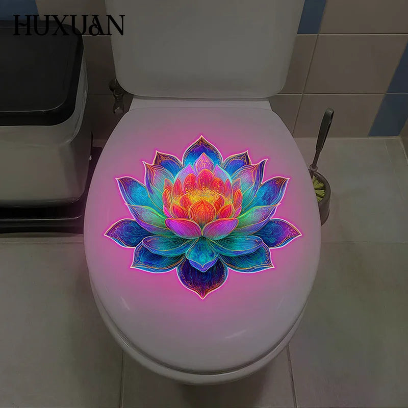 sticker mural multicolore fleur lotus moderne adhésif brillant nuit décoration intérieure chambre salon