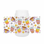 autocollants transfert motif coeurs boissons cartoon transparent opaques tasses croissants glaces bouteille verre couvercle