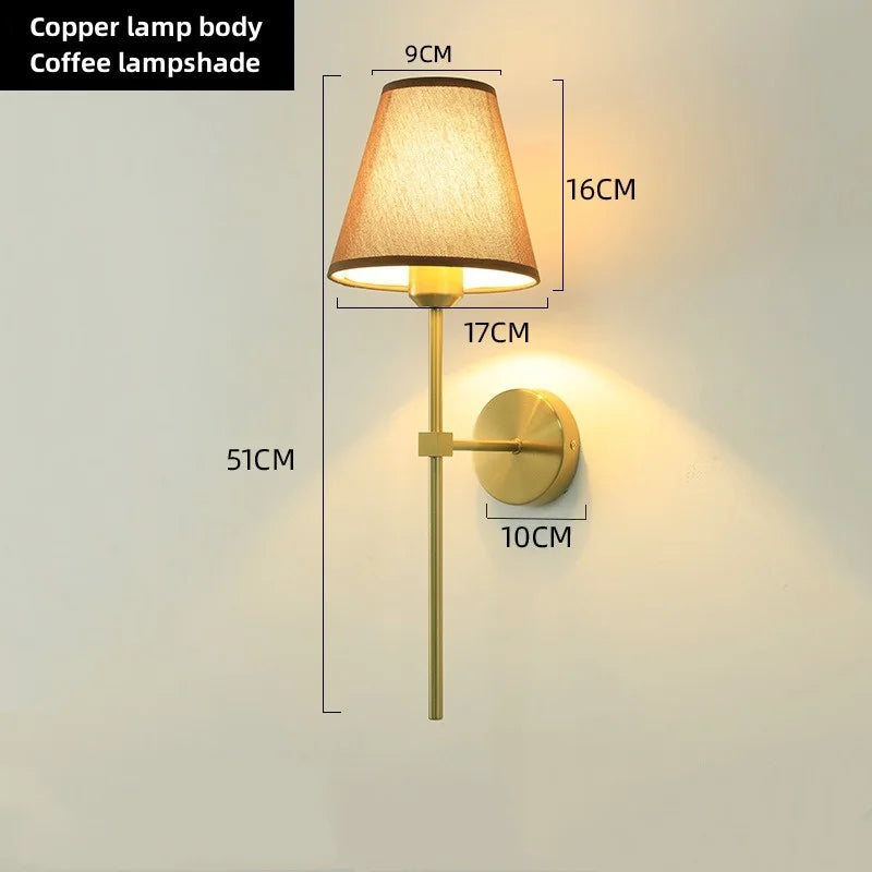 applique murale moderne or noir beige toile lin lampe abat jour