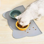tapis nourriture animaux gris vert orange rouge chat moderne pratique