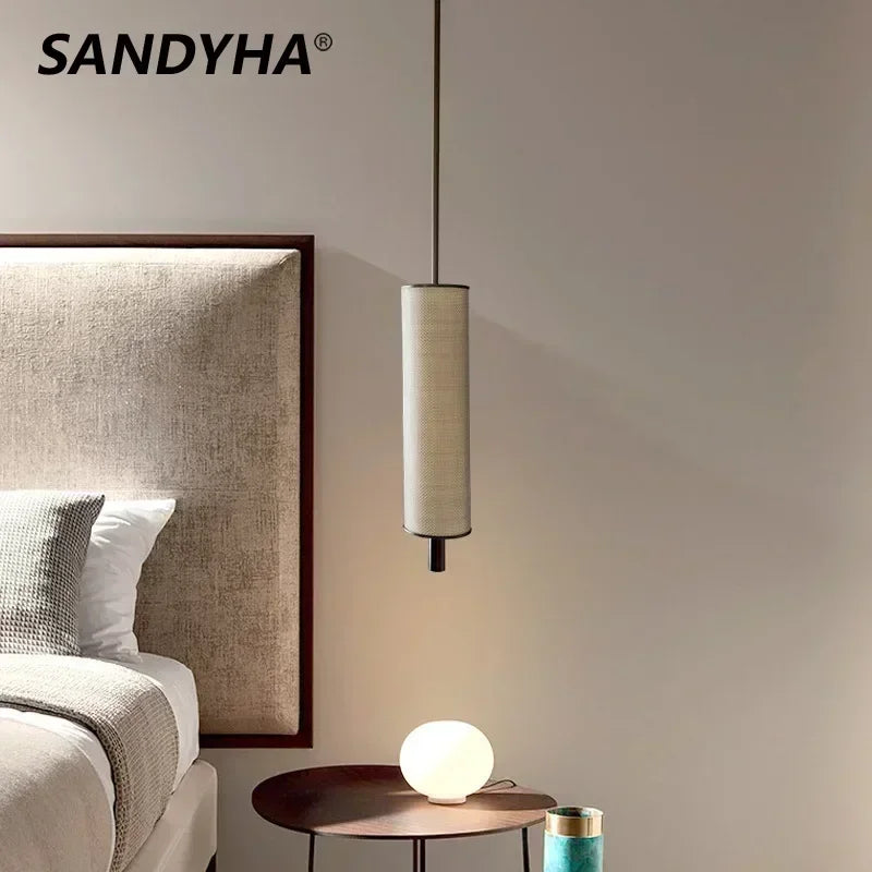 lampe suspendue tissu blanc cassé moderne 176cm haute chaîne métallique opacité