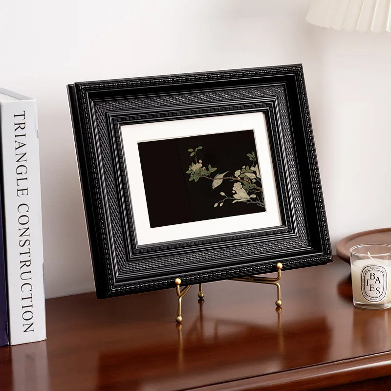 cadre photo noir classique asiatique oiseaux fleurs support mural decoration maison