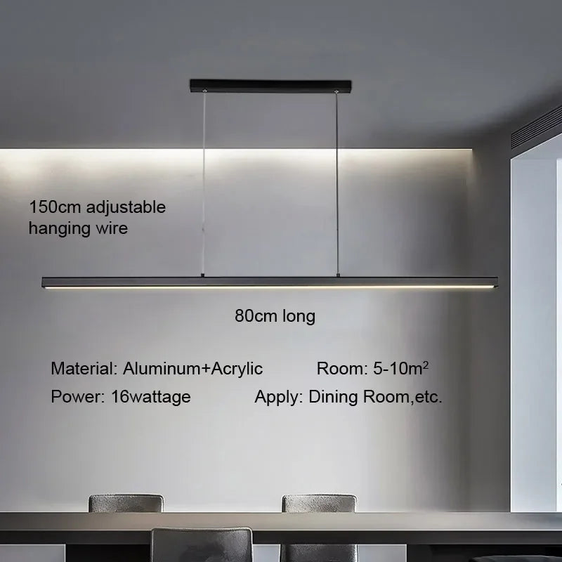 lampe suspendue moderne aluminium noir contemporain salon chambre 60cm 80cm