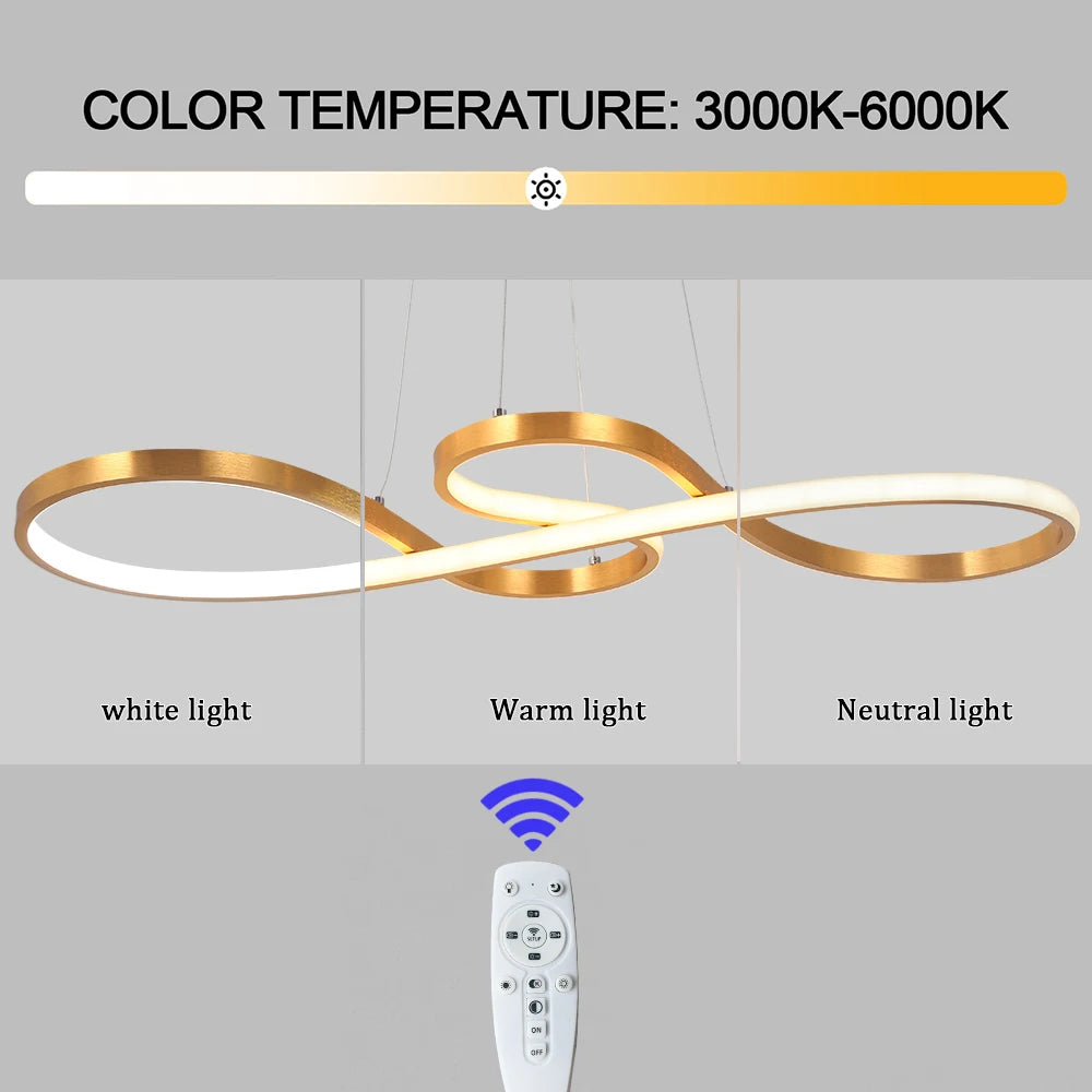 Suspension lumineuse moderne or blanc forme infini 10 sources lumineuses télécommande INCLUDED