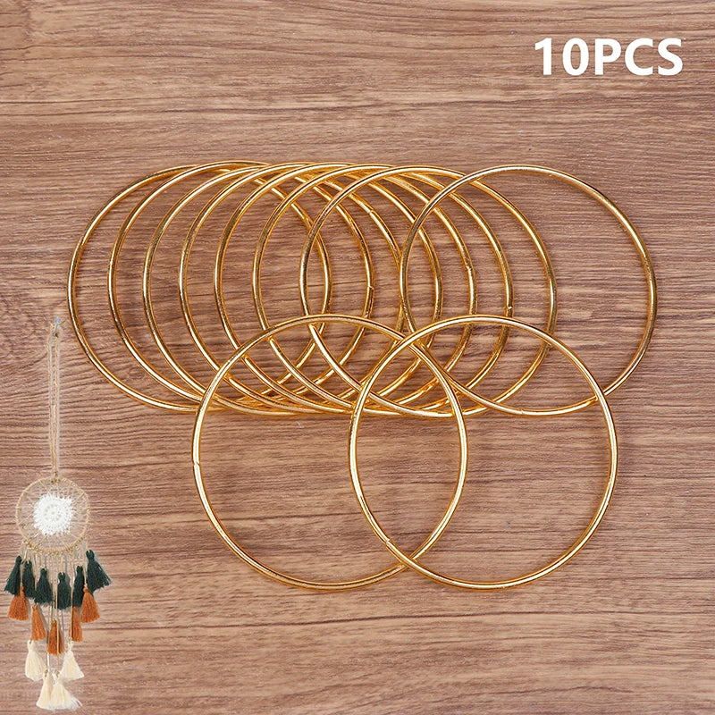 anneaux decoratifs dorés ronds lisses minimaliste lot 10 anneaux 8cm bois