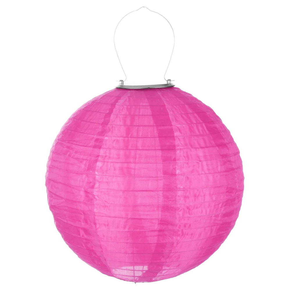 lanterne solaire led florale traditionnelle blanc rouge vert rose crochets tissu nylon opaque festive