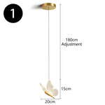 Suspension lumineuse papillon moderne acrylique transparente LED blanc doré chambre salon