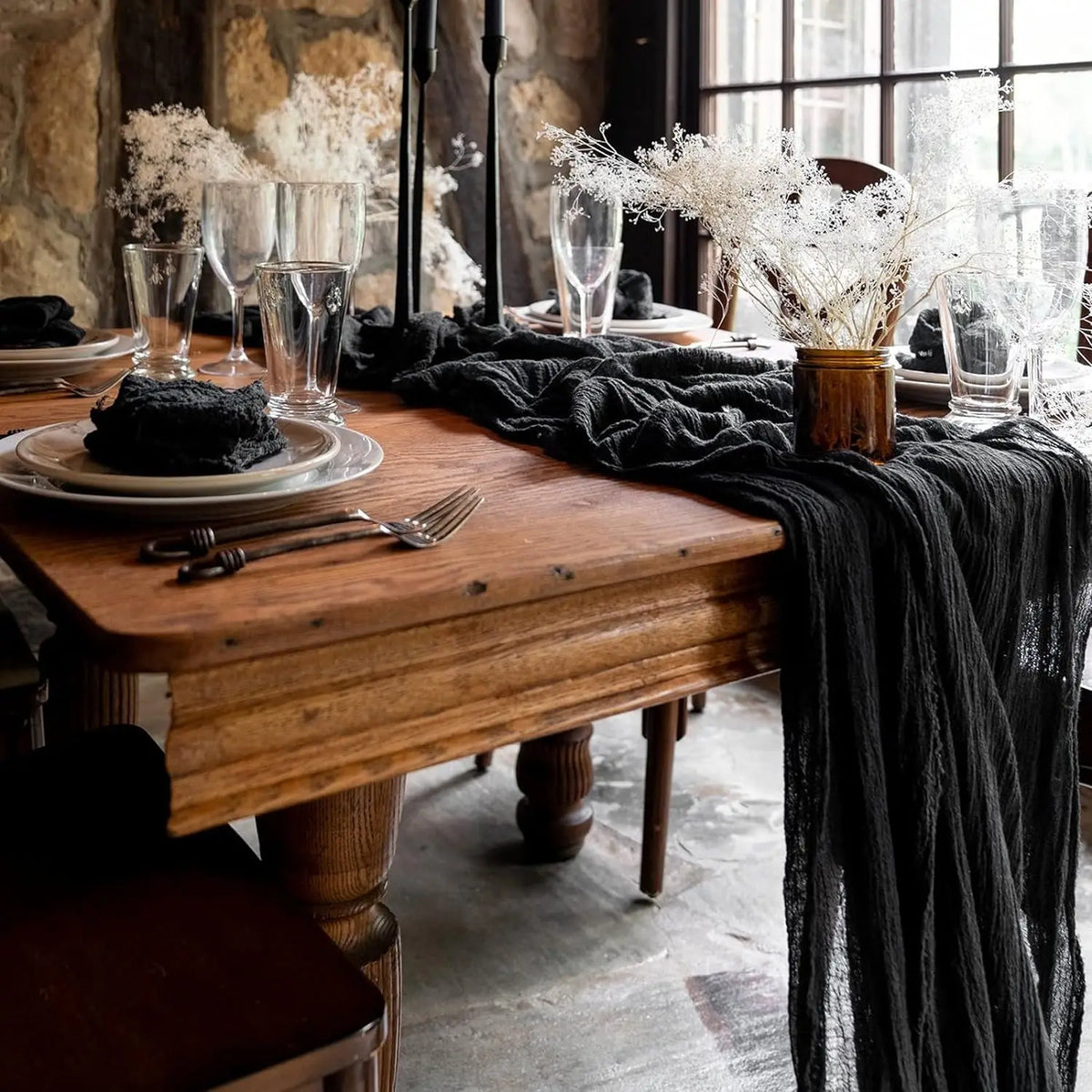 ruban table noir classique rayures fines opaque fête noël halloween mariage coachella indépendance