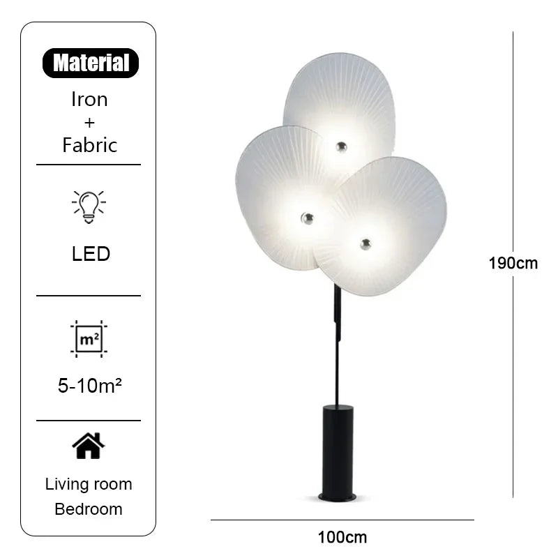 lampe sol rouge plissée moderne interrupteur tactile industriel led 15w base stable