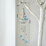 mobiles decoratifs bois motifs marins bleu blanc orange coquillages etoiles mer bouee suspendus