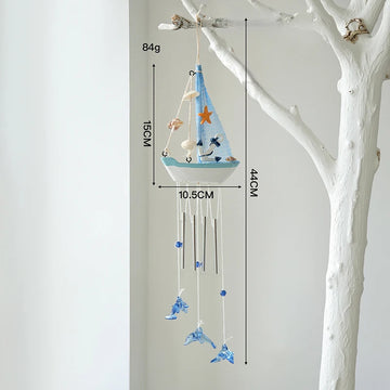 mobiles decoratifs bois motifs marins bleu blanc orange coquillages etoiles mer bouee suspendus