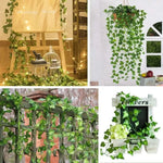 guirlande végétale artificielle feuilles vertes ovales moderne décoration extérieure maison jardin mariage fête