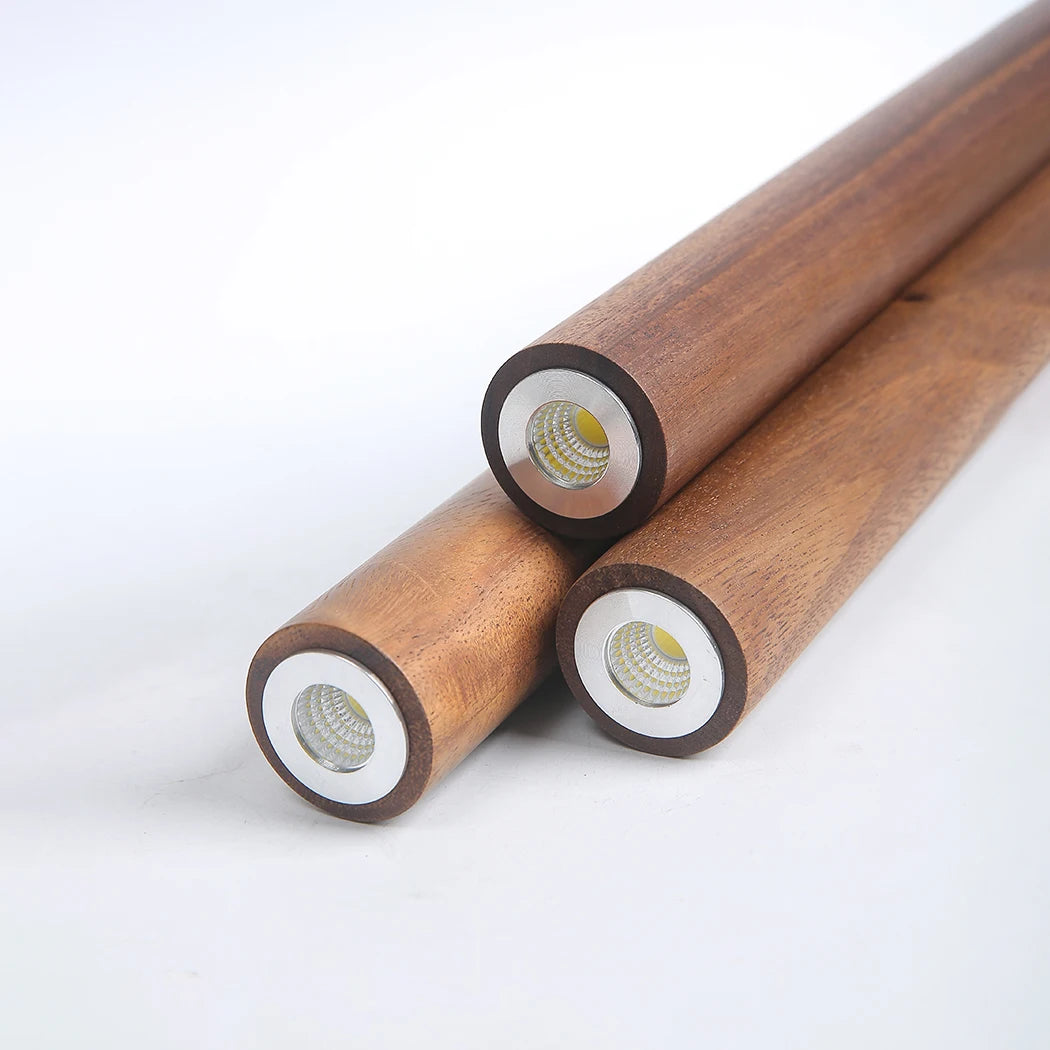 lampe suspendue bois marron minimaliste lumière blanche crème chambre salon moderne