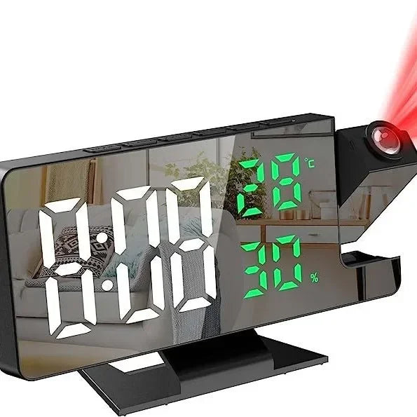 horloge projecteur numérique moderne affichage température couleur noir blanc verte rouge tactile