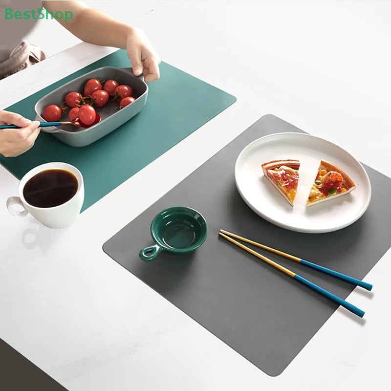 tapis table silicone moderne 40x30cm bleu gris vert jaune rose marronclair uni opaquet