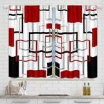 rideaux géométriques rouge noir moderne opaques polyester 100% 60x150cm 75x166cm