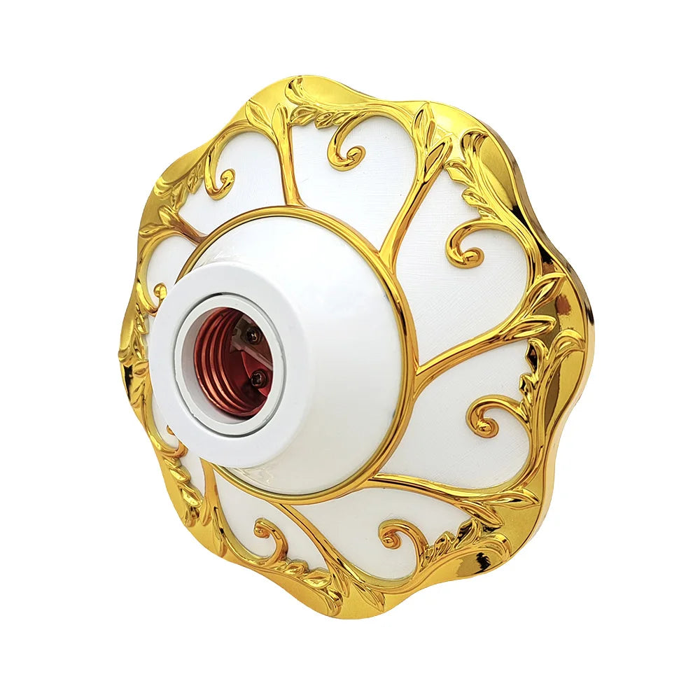 socle lampe ornements floraux blanc doré argenté classique facile installer européen abss certifications ul