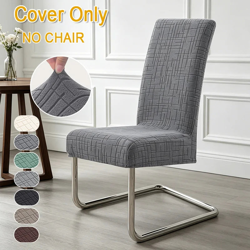 housse chaise salle manger gris carreaux moderne élastique polyester siège cuisine banquet