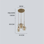 lampe suspendue moderne transparente chaîne dorée ampoule incluse flux lumineux variable certifications multiples sécurité