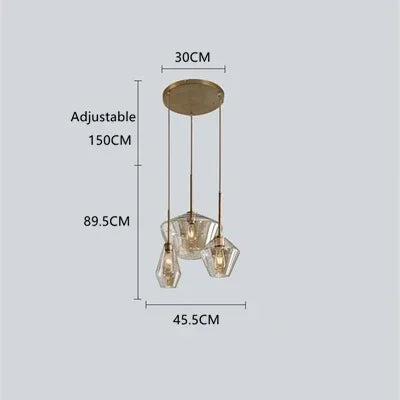 lampe suspendue moderne transparente chaîne dorée ampoule incluse flux lumineux variable certifications multiples sécurité