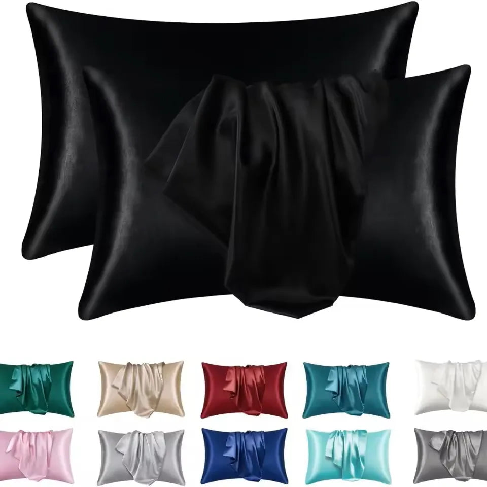 protège oreiller satin cheveux peau ensemble deux housses lit