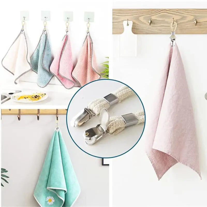 pinces serviettes corde tressée moderne couleur beige noir blanc rouge vert clips magnétiques salle