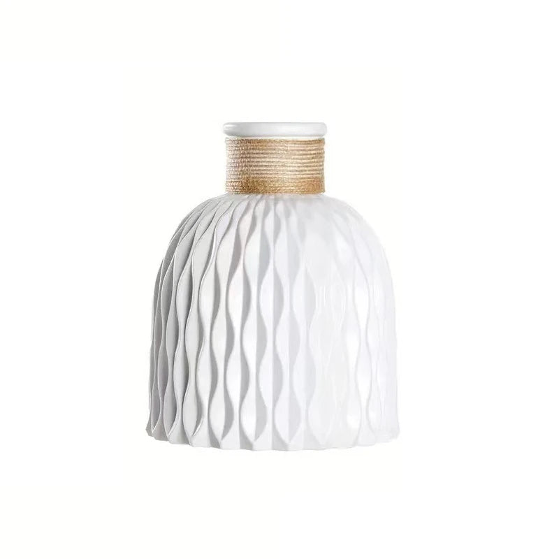 vase table moderne plastique blanc opaque tendance 12cm 14.5cm[arrangement floral incluse]