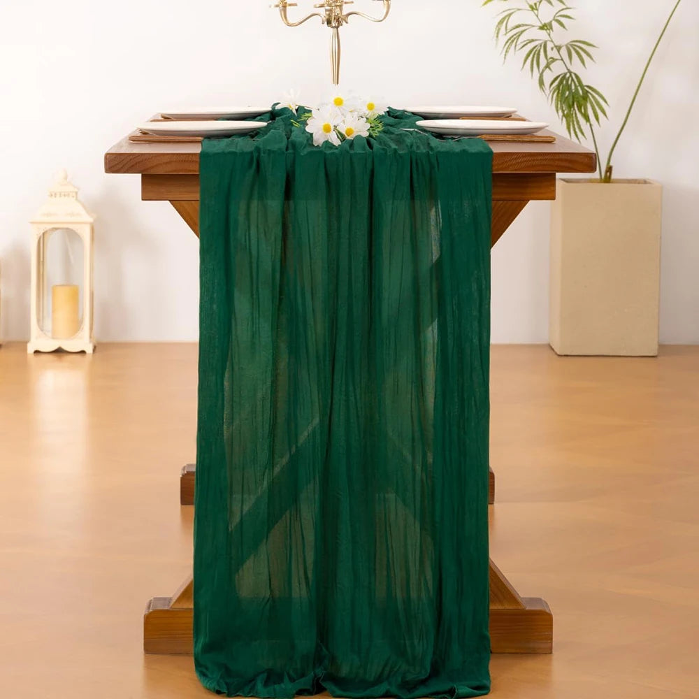 serviette table moderne plissée noir vert foncé polyester maison 90x180cm 90x300cm