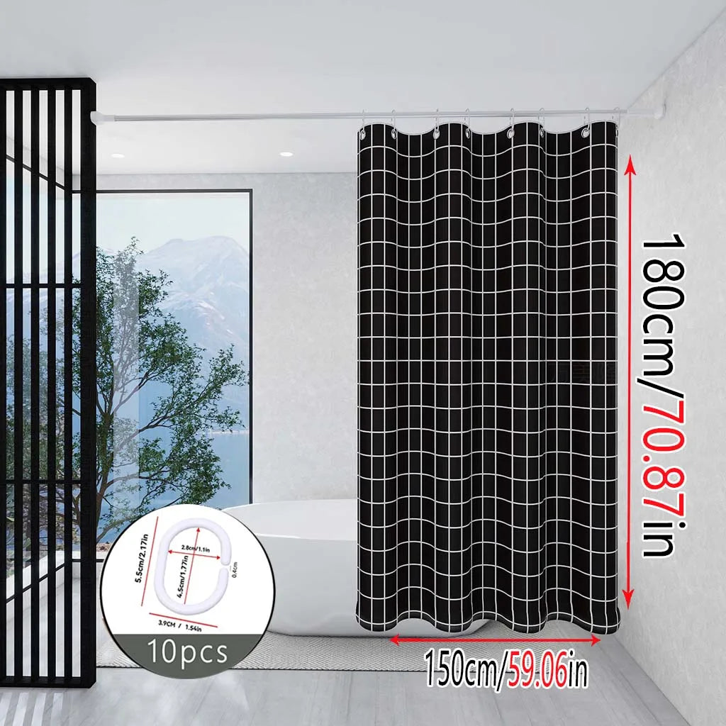 rideau douche noir blanc grille moderne respectueux l'environnement 100cm 180cm