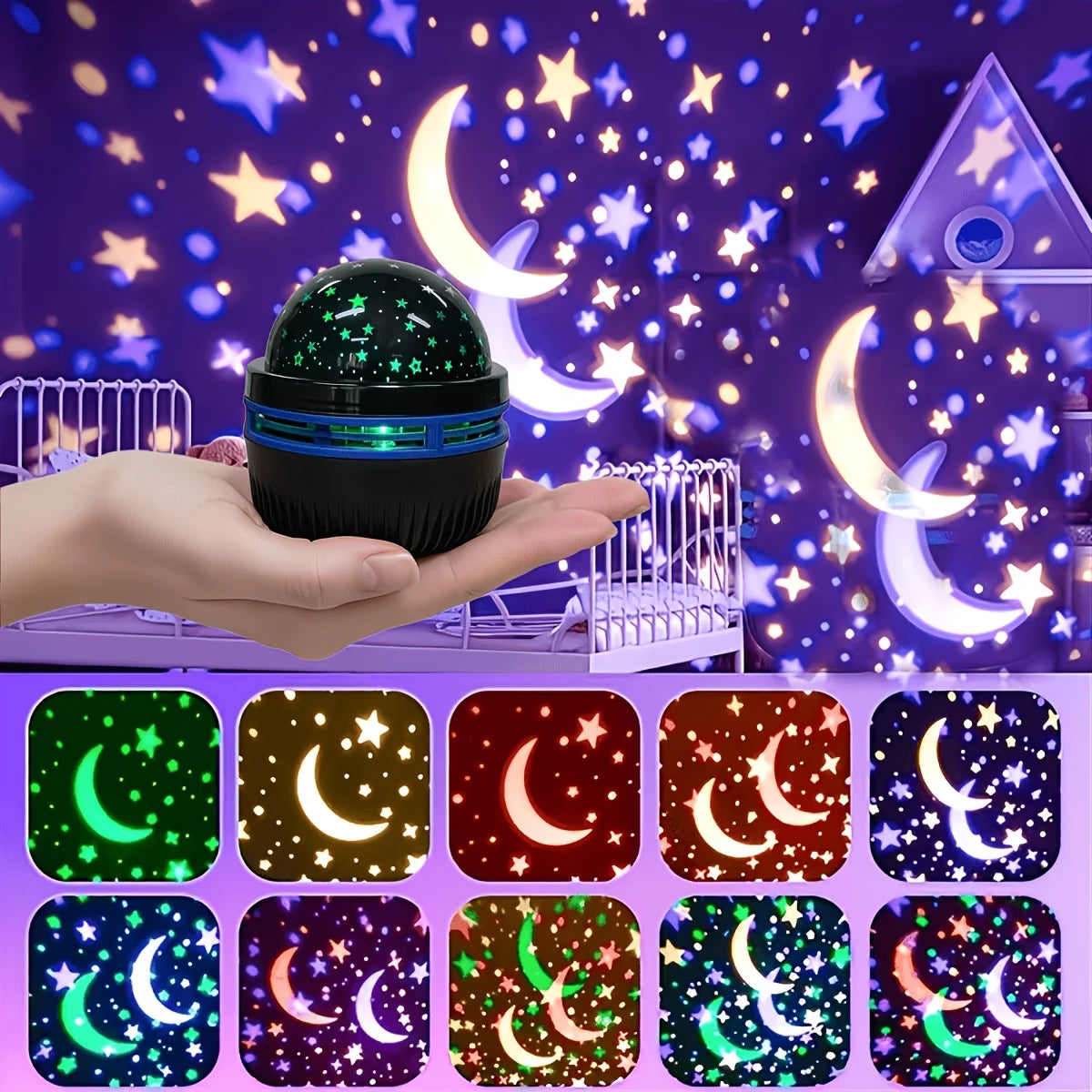 projecteur étoiles lune led usb decoration maison moderne noir étoiles