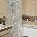 rideau douche géométrique semi transparent blanc noir gris moderne minimaliste métallique respectueux environnement
