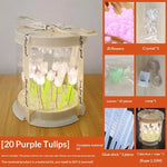 boîte gâteau lumineuse transparente tulipes colorées moderne décoration chambre veilleuse artisanale feuilles plastique