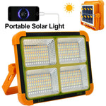 lampe solaire portable orange moderne étanche ip66 poignée articulée panneau solaire usb
