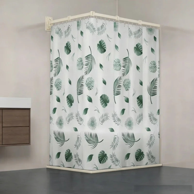 rideau douche pliable motif feuilles tropicales moderne opaque salle bain pliage sans cadre minimaliste