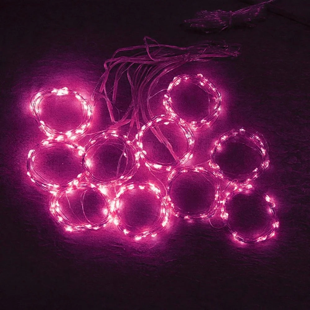 guirlande led rose rideau cascade lumière festives télécommande saint valentin mariage
