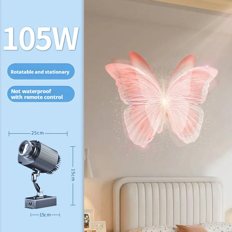 lampe projection atmosphère papillons motifs décoratifs moderne adhésif led blanc rose violet noir
