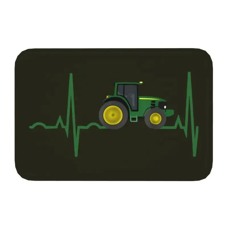tapis sol entrée décoratif tracteur agricole fleurs welcome moderne antidérapant polyester vert jaune