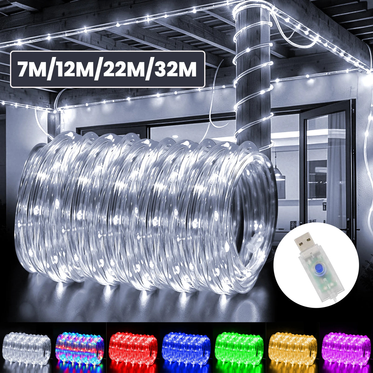ruban led flexible multicolore usb décoration fête guirlande lumineuse intérieur extérieur moderne brillant