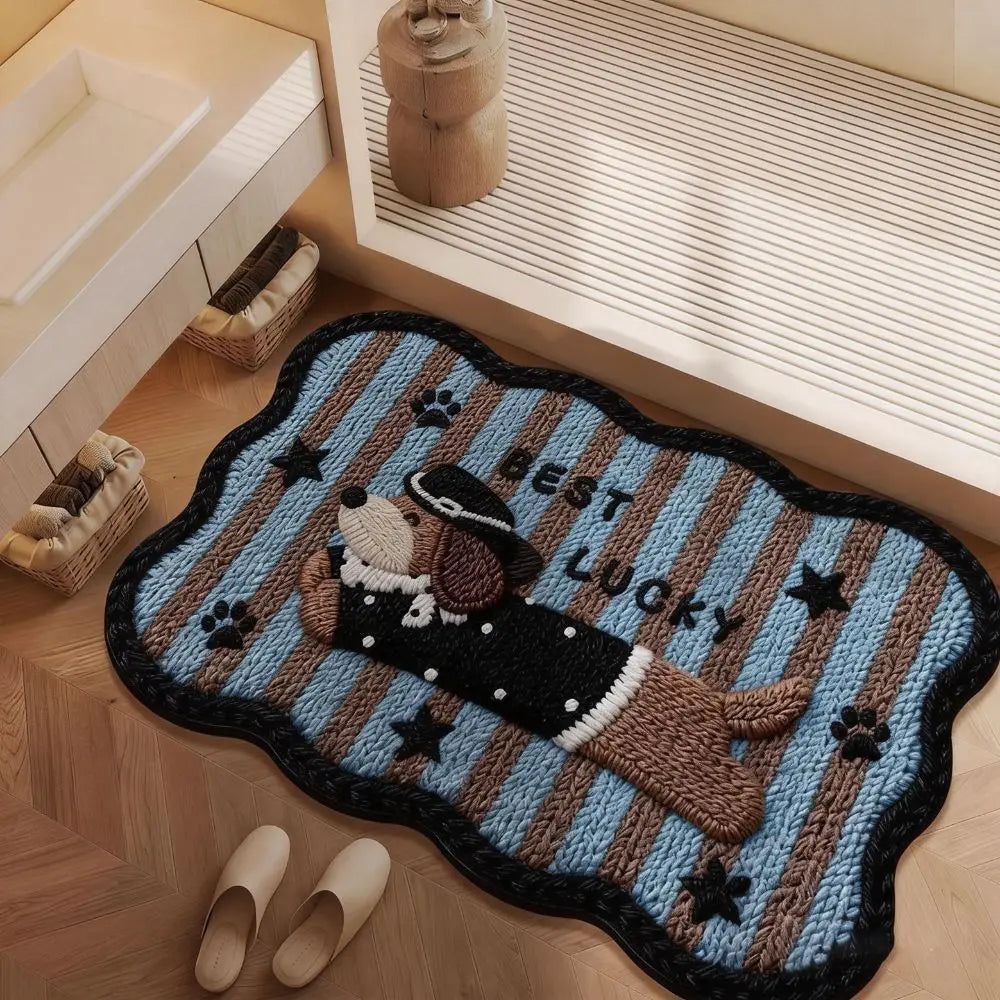 tapis décoratif intérieur antidérapant motifs animaux ours chat enfantin texture poilue