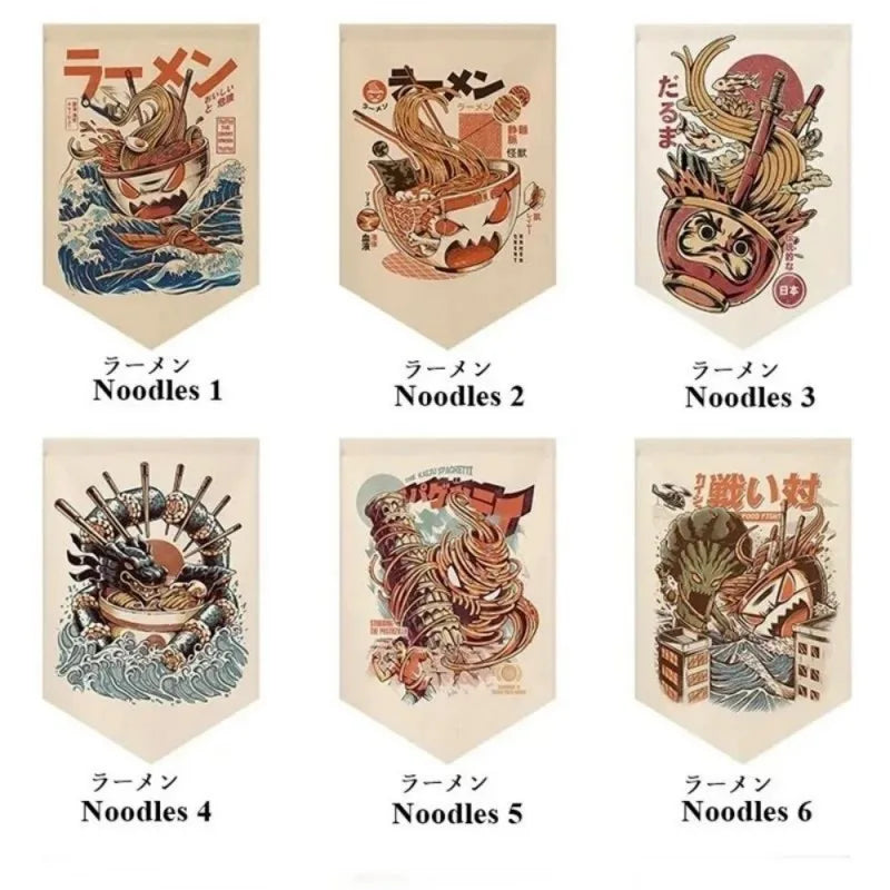bannières décoratives art japonais illustrations ramen traditionnelles cuisine restaurant